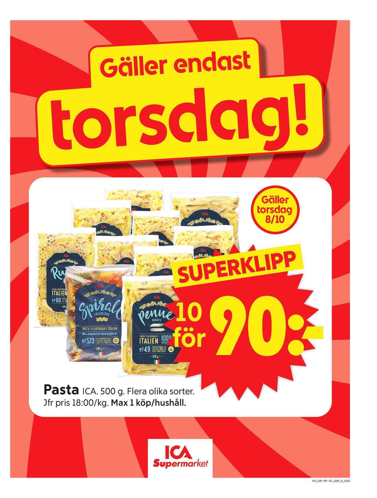 Se ICA Supermarket reklamblad för vecka 41 på Kampanjveckan.se. Se bra erbjudanden på många varor, t.ex. pasta sorterad ica eller andra varor. Läs reklambladet här! Sida 7