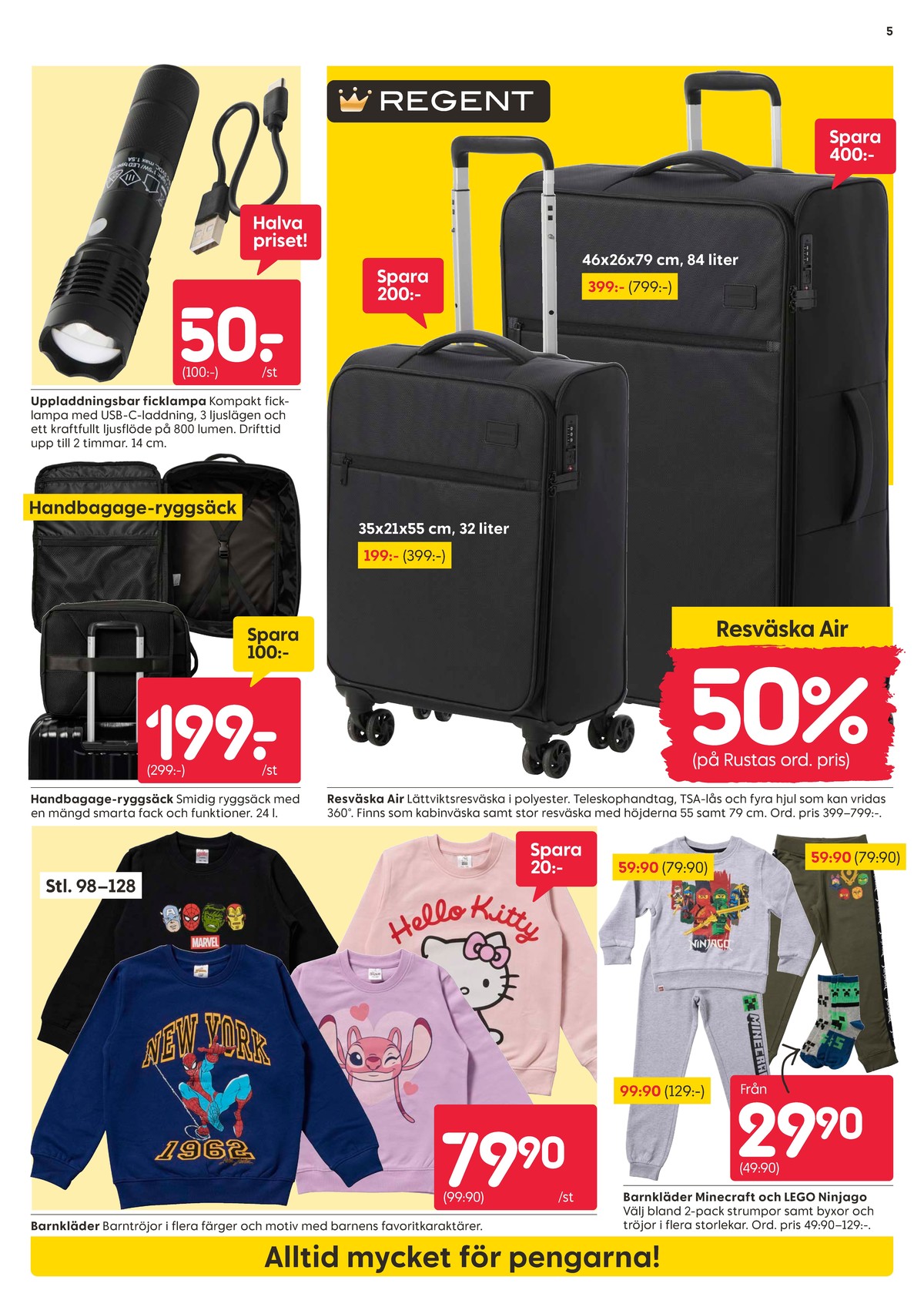 Se Rusta reklamblad för vecka 41 på Kampanjveckan.se. Se bra erbjudanden på många varor, t.ex. trolley regent eller andra varor. Läs reklambladet här! Sida 5