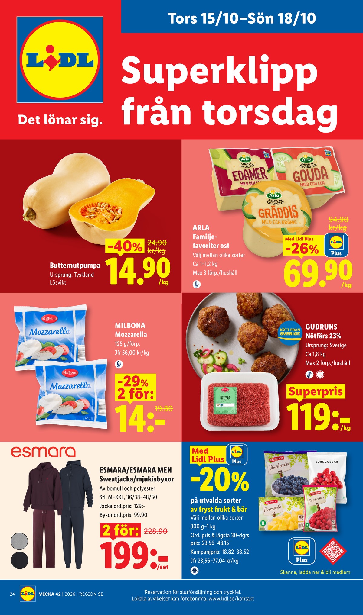 Se Lidl reklamblad för vecka 42 på Kampanjveckan.se. Se bra erbjudanden på många varor, t.ex. sweatshirt esmara men eller andra varor. Läs reklambladet här! Sida 30