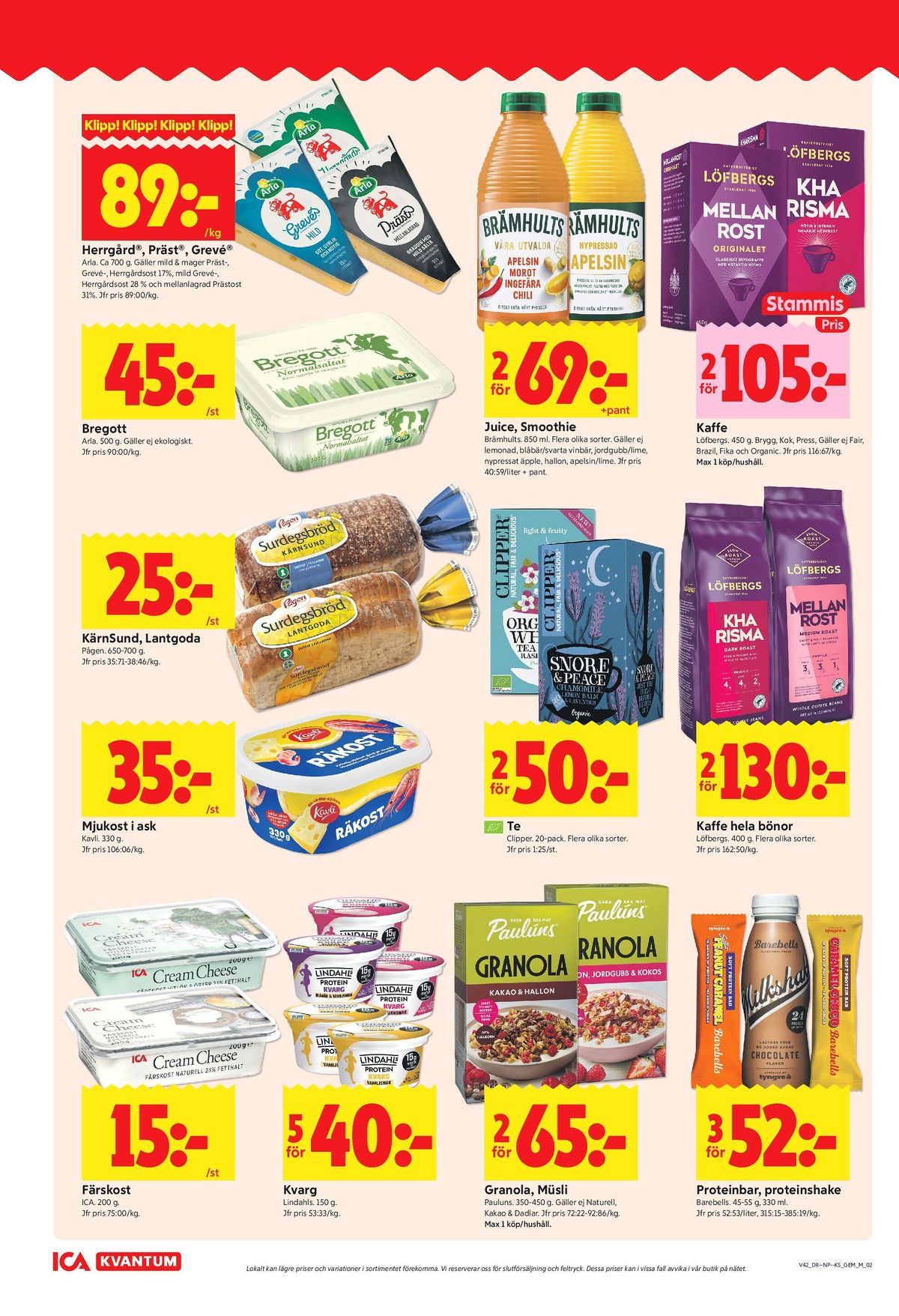Se ICA Kvantum reklamblad för vecka 42 på Kampanjveckan.se. Se bra erbjudanden på många varor, t.ex. herrgård arla eller cream cheese 23% ica. Läs reklambladet här! Sida 2
