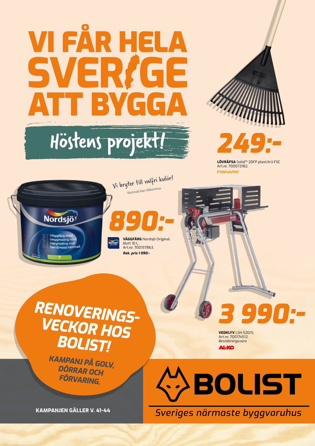 Se Bolist reklamblad för vecka 43 på Kampanjveckan.se. Se bra erbjudanden på många varor. Läs reklambladet här! Sida 1