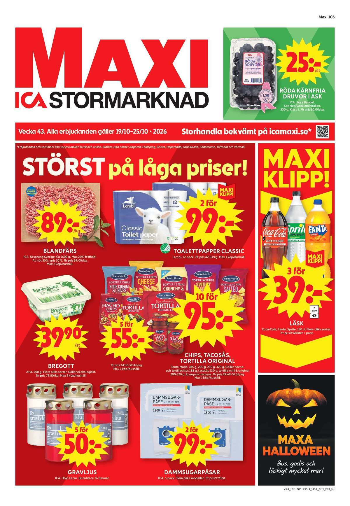 Se ICA Maxi reklamblad för vecka 43 på Kampanjveckan.se. Se bra erbjudanden på många varor. Läs reklambladet här! Sida 1