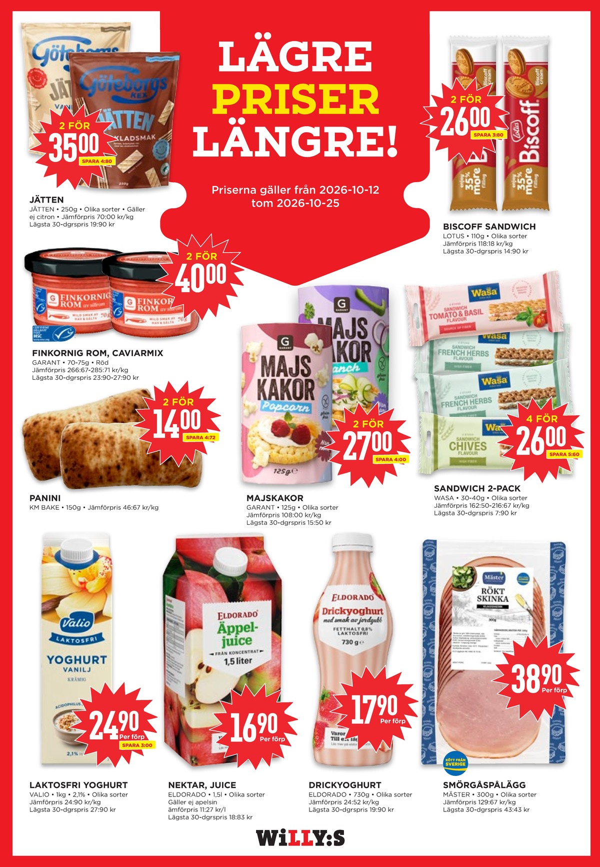 Se WILLY:S reklamblad för vecka 43 på Kampanjveckan.se. Se bra erbjudanden på många varor, t.ex. wafers vanilla jätten eller wafers choklad jätten. Läs reklambladet här! Sida 15
