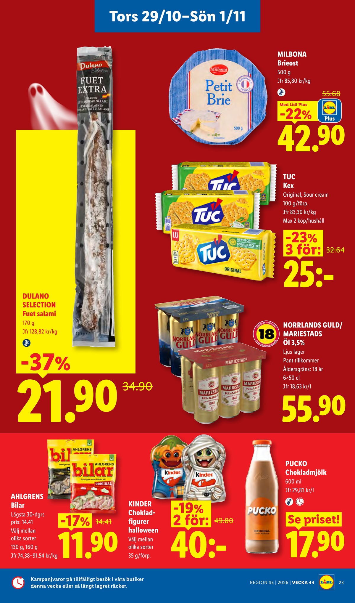 Se Lidl reklamblad för vecka 44 på Kampanjveckan.se. Se bra erbjudanden på många varor, t.ex. godispåsar saltlakrits eller andra varor. Läs reklambladet här! Sida 27