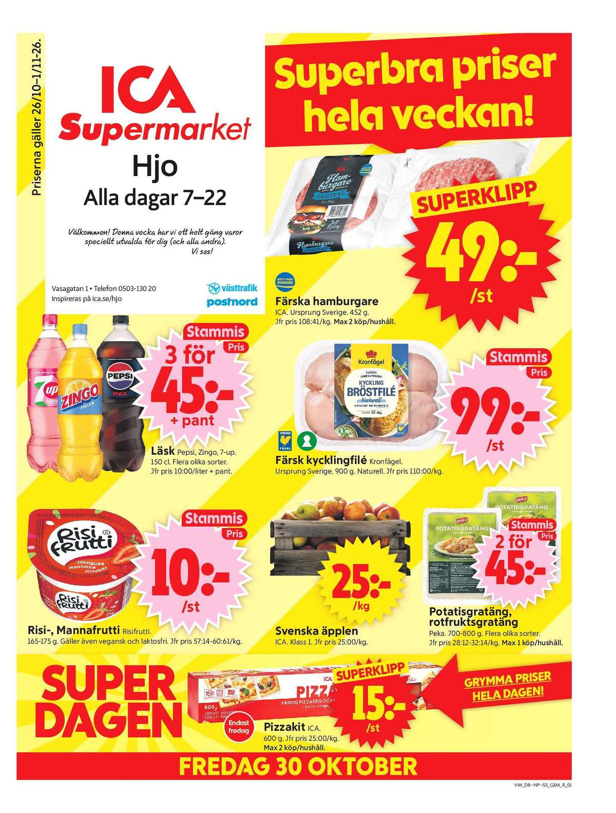 Se ICA Supermarket reklamblad för vecka 44 på Kampanjveckan.se. Se bra erbjudanden på många varor. Läs reklambladet här! Sida 1