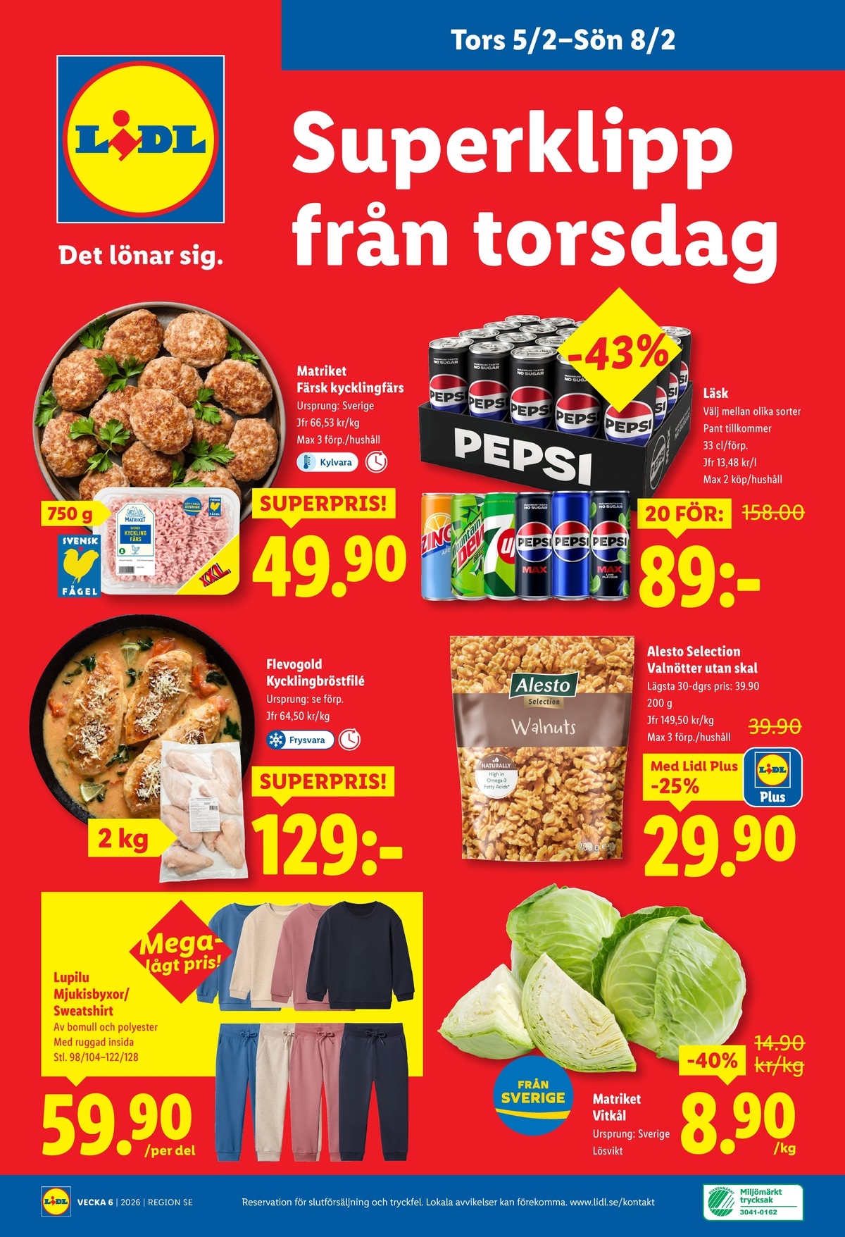 Se Lidl reklamblad för vecka 6 på Kampanjveckan.se. Se bra erbjudanden på många varor, t.ex. valnötter alesto eller vitkål matriket. Läs reklambladet här! Sida 28
