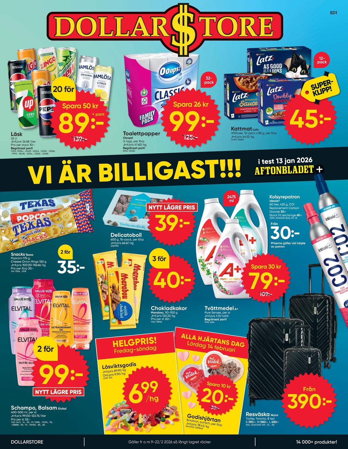 Dollarstore reklamblad. Giltig: 09/02/26 - 22/02/26