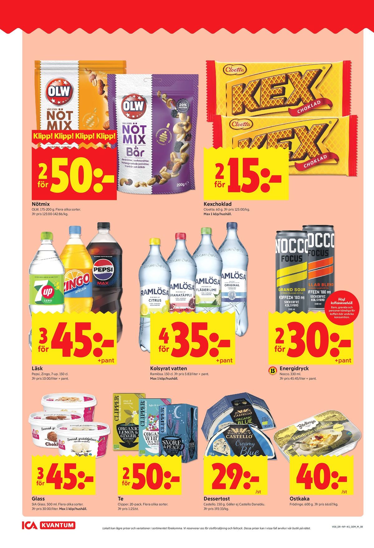 Se ICA Kvantum reklamblad för vecka 8 på Kampanjveckan.se. Se bra erbjudanden på många varor, t.ex. nötmix bär olw eller chokladbar kexchoklad. Läs reklambladet här! Sida 8
