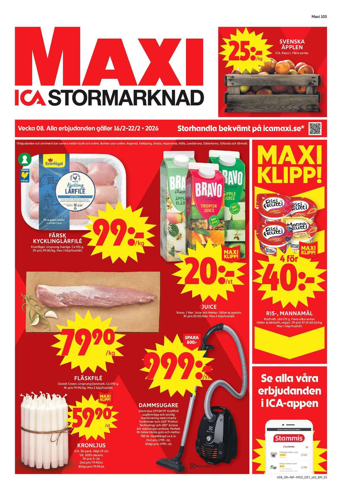 ICA Maxi reklamblad. Giltig: 16/02/26 - 22/02/26