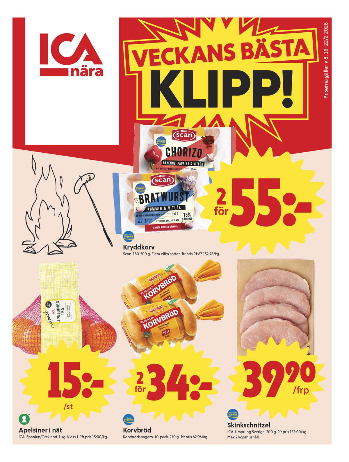 ICA Nära reklamblad. Giltig: 16/02/26 - 22/02/26