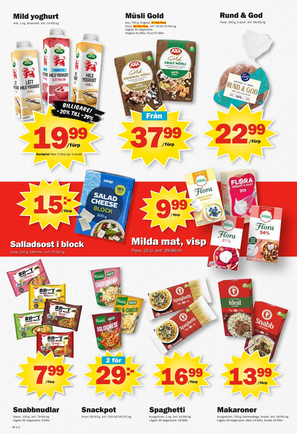 Se Pekås reklamblad för vecka 8 på Kampanjveckan.se. Se bra erbjudanden på många varor, t.ex. yoghurt arla eller müsli gold. Läs reklambladet här! Sida 2
