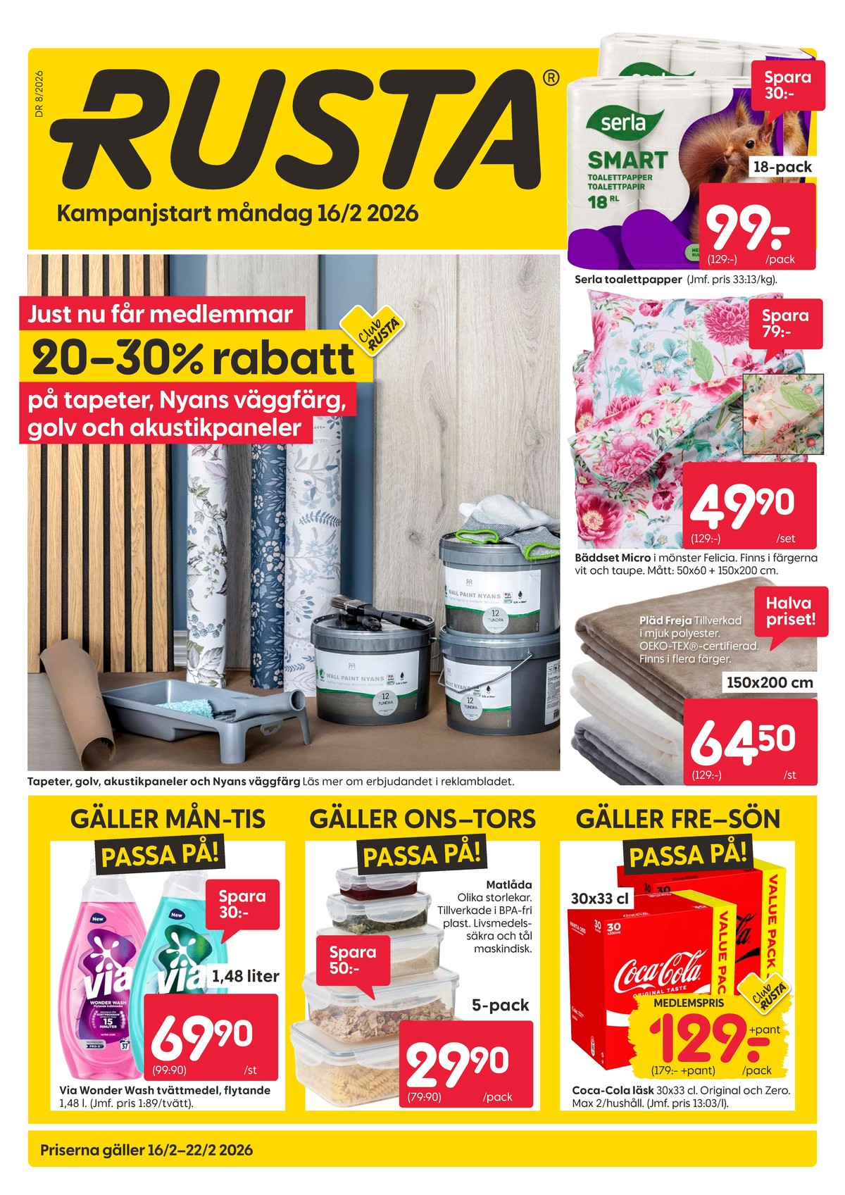 Rusta reklamblad. Giltig: 16/02/26 - 22/02/26