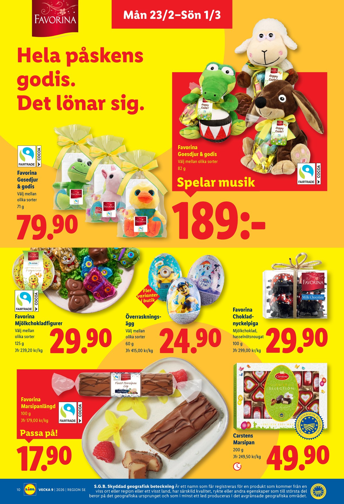 Se Lidl reklamblad för vecka 9 på Kampanjveckan.se. Se bra erbjudanden på många varor, t.ex. chokladnyckelpiga favorina eller chokladask selection. Läs reklambladet här! Sida 11
