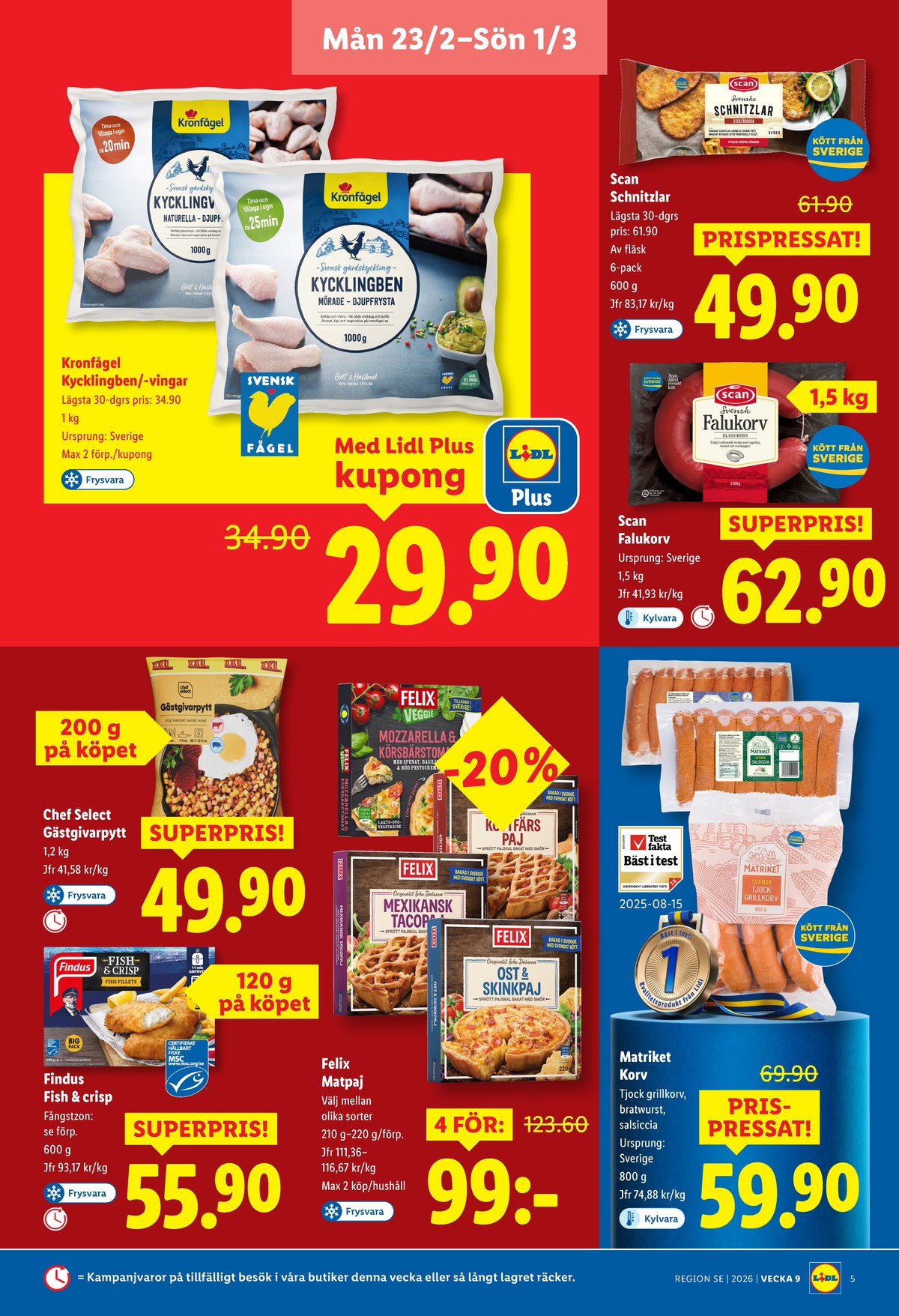 Se Lidl reklamblad för vecka 9 på Kampanjveckan.se. Se bra erbjudanden på många varor, t.ex. fiskpinnar fish & crisp eller andra varor. Läs reklambladet här! Sida 5