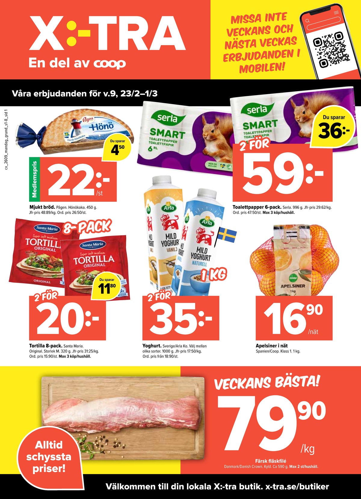 Se X:-tra reklamblad för vecka 9 på Kampanjveckan.se. Se bra erbjudanden på många varor, t.ex. apelsiner coop eller hönökaka hönö. Läs reklambladet här! Sida 1
