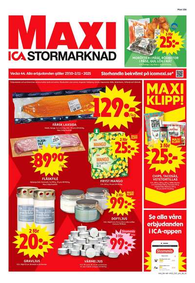 ICA Maxi reklamblad. Giltig: 27/10/25 - 02/11/25