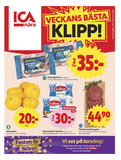 ICA Nära reklamblad. Giltig: 27/10/25 - 02/11/25