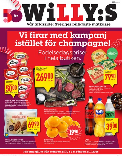 WILLY:S reklamblad. Giltig: 27/10/25 - 02/11/25