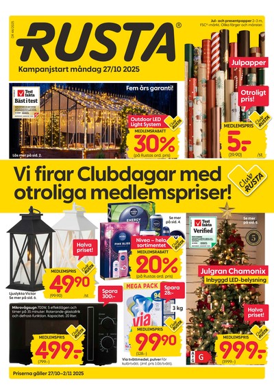 Rusta reklamblad. Giltig: 27/10/25 - 02/11/25