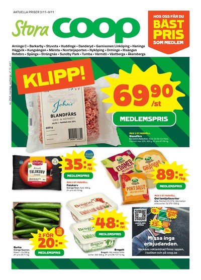 Stora Coop reklamblad. Giltig: 03/11/25 - 09/11/25