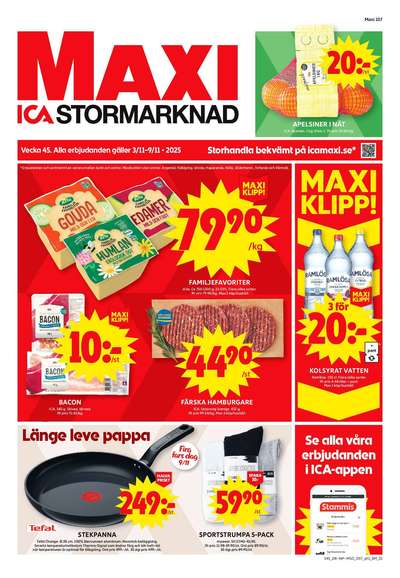 ICA Maxi reklamblad. Giltig: 03/11/25 - 09/11/25