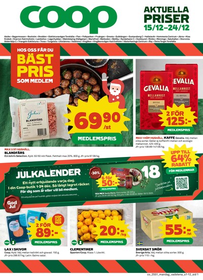 Coop reklamblad. Giltig: 15/12/25 - 24/12/25
