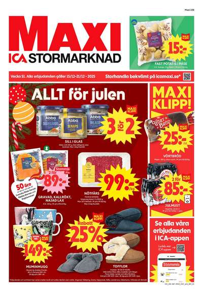 ICA Maxi reklamblad. Giltig: 15/12/25 - 21/12/25