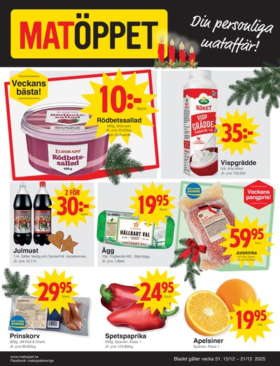 Matöppet reklamblad i vecka 51 sida 1