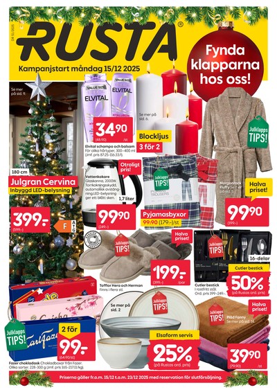 Rusta reklamblad. Giltig: 15/12/25 - 23/12/25
