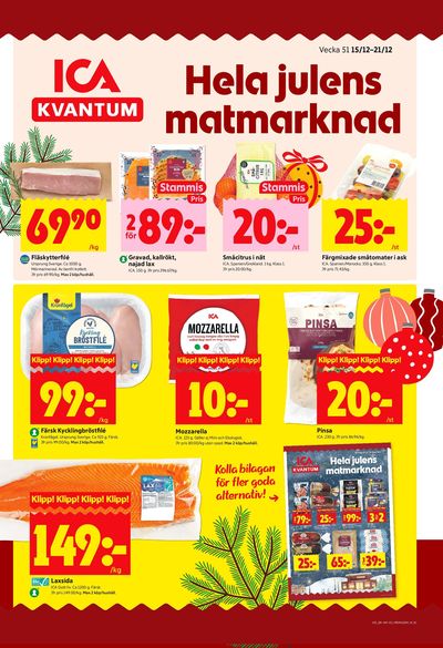 ICA Kvantum reklamblad. Giltig: 15/12/25 - 21/12/25