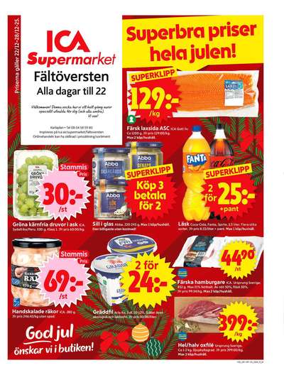 ICA Supermarket reklamblad i vecka 52 sida 1