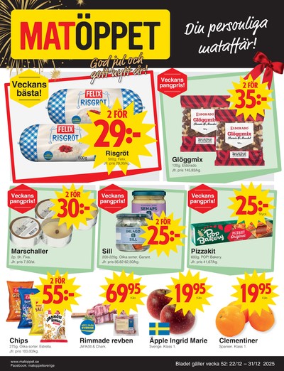 Matöppet reklamblad i vecka 52 sida 1