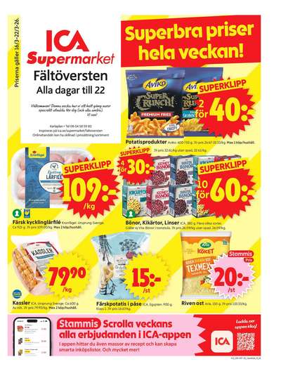 ICA Supermarket reklamblad i vecka 12 sida 1