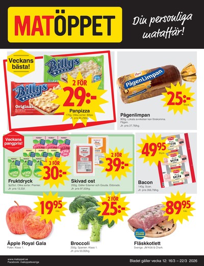 Matöppet reklamblad i vecka 12 sida 1