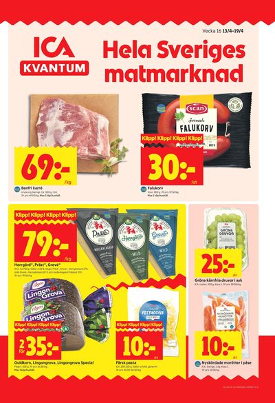 ICA Kvantum reklamblad i vecka 16 sida 1
