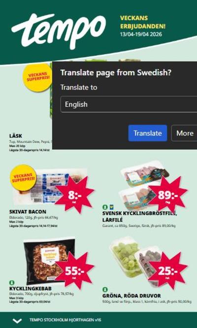 Tempo reklamblad i vecka 16 sida 1