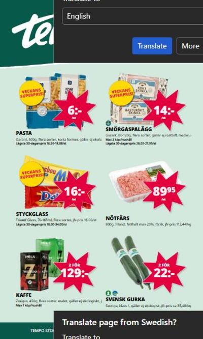 Tempo reklamblad i vecka 17 sida 1