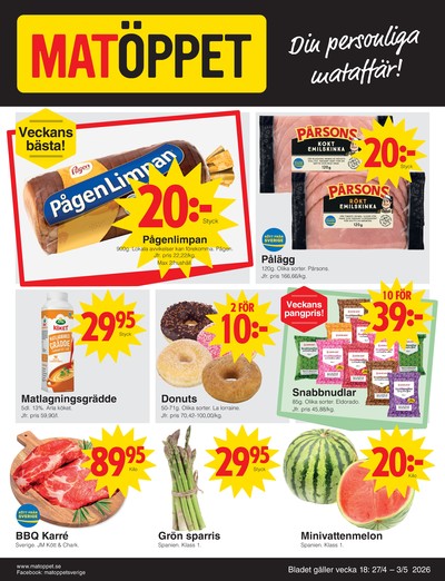 Matöppet reklamblad i vecka 18 sida 1