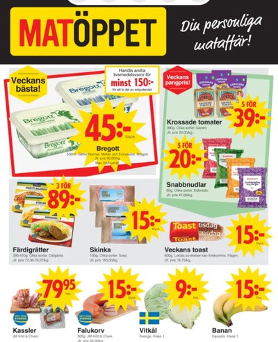 Matöppet reklamblad i vecka 2 sida 1
