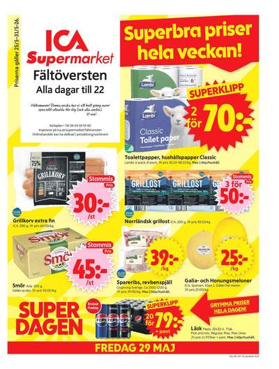 ICA Supermarket reklamblad i vecka 22 sida 1