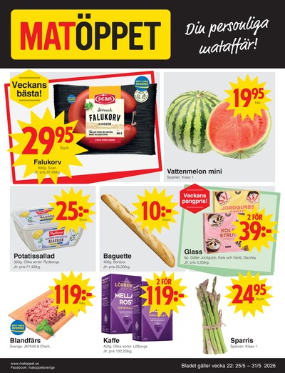 Matöppet reklamblad i vecka 22 sida 1