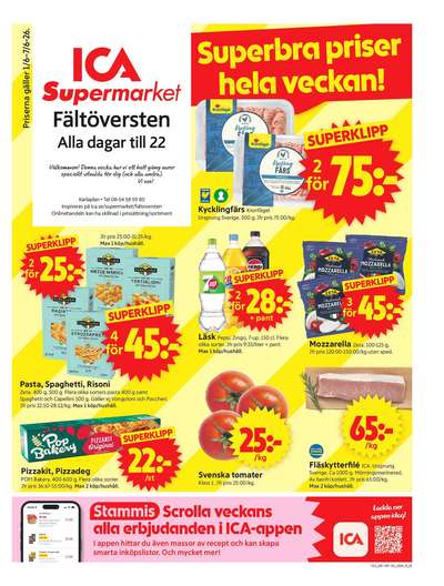 ICA Supermarket reklamblad i vecka 23 sida 1
