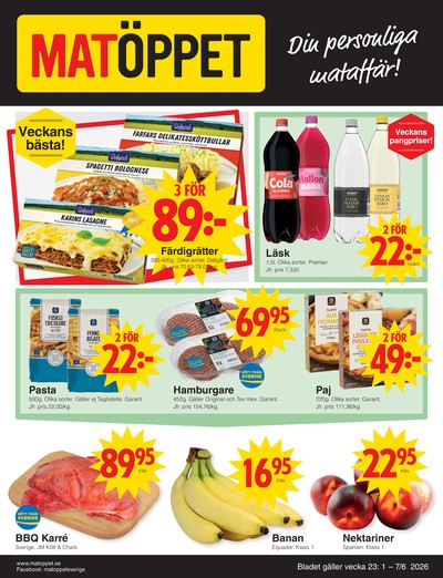 Matöppet reklamblad i vecka 23 sida 1