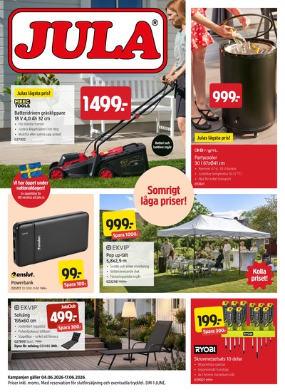 Jula reklamblad. Giltig: 04/06/26 - 17/06/26