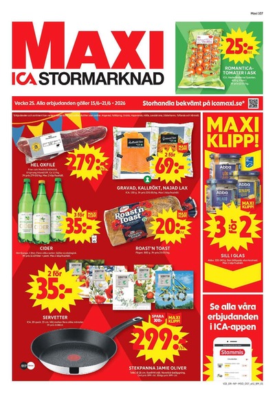 ICA Maxi reklamblad i vecka 25 sida 1