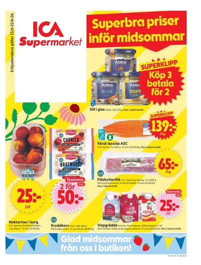 ICA Supermarket reklamblad i vecka 25 sida 1