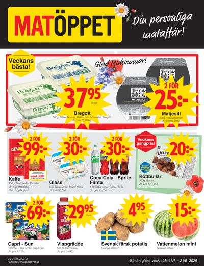 Matöppet reklamblad i vecka 25 sida 1