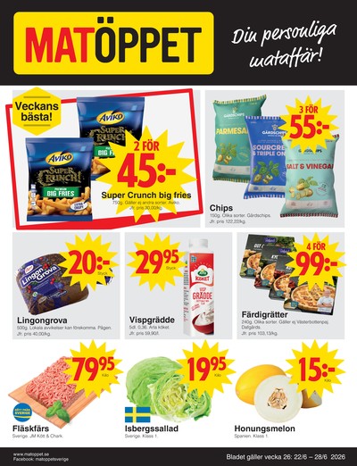 Matöppet reklamblad i vecka 26 sida 1
