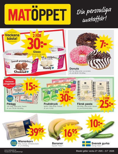 Matöppet reklamblad i vecka 27 sida 1