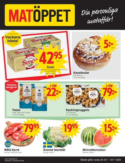 Matöppet reklamblad i vecka 28 sida 1
